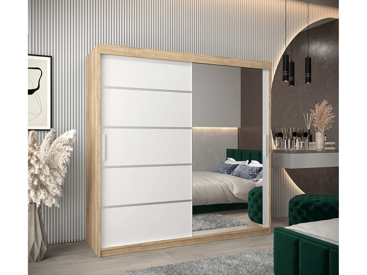 ARMADIO VERONA 2 AD ANTE SCORREVOLI 200/200/62 2 porte (Sonoma/Bianco)