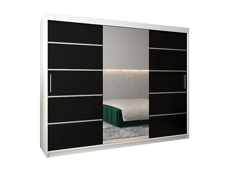 ARMOIRE VERONA 2 À PORTES COULISSANTES 200/250/62 3 Portes (Blanc/Noir)
