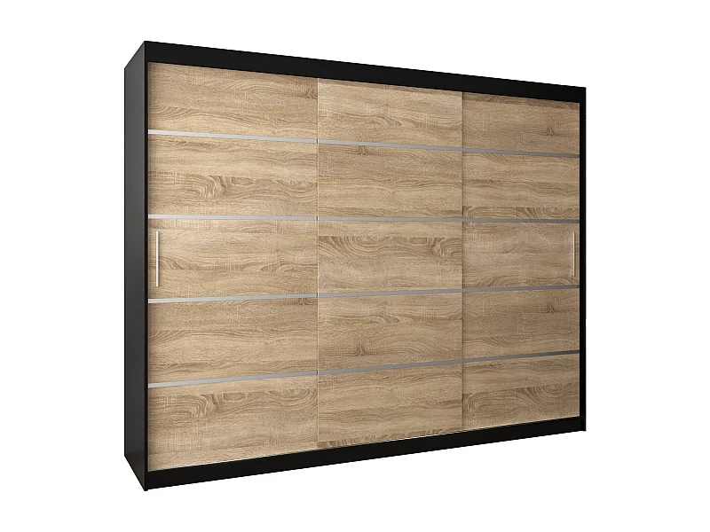 ARMOIRE VERONA 1 À PORTES COULISSANTES 200/250/62 3 Portes (Noir/Sonoma)
