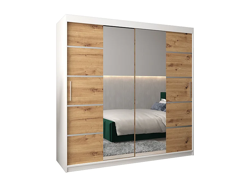 SCHWEBETÜRENSCHRANK VERONA 4 200/200/62 2-türig (Weiß/Artisan)