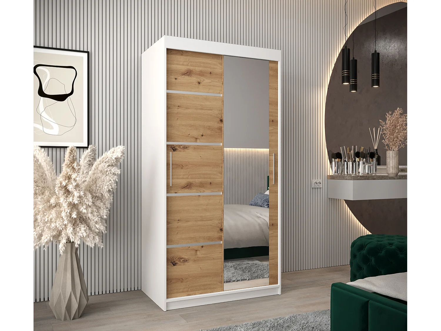 ARMOIRE VERONA 2 À PORTES COULISSANTES 200/100/62 2 Portes (Blanc/Artisan)
