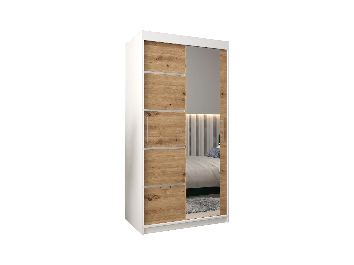 SCHWEBETÜRENSCHRANK VERONA 2 200/100/62 2-türig (Weiß/Artisan)