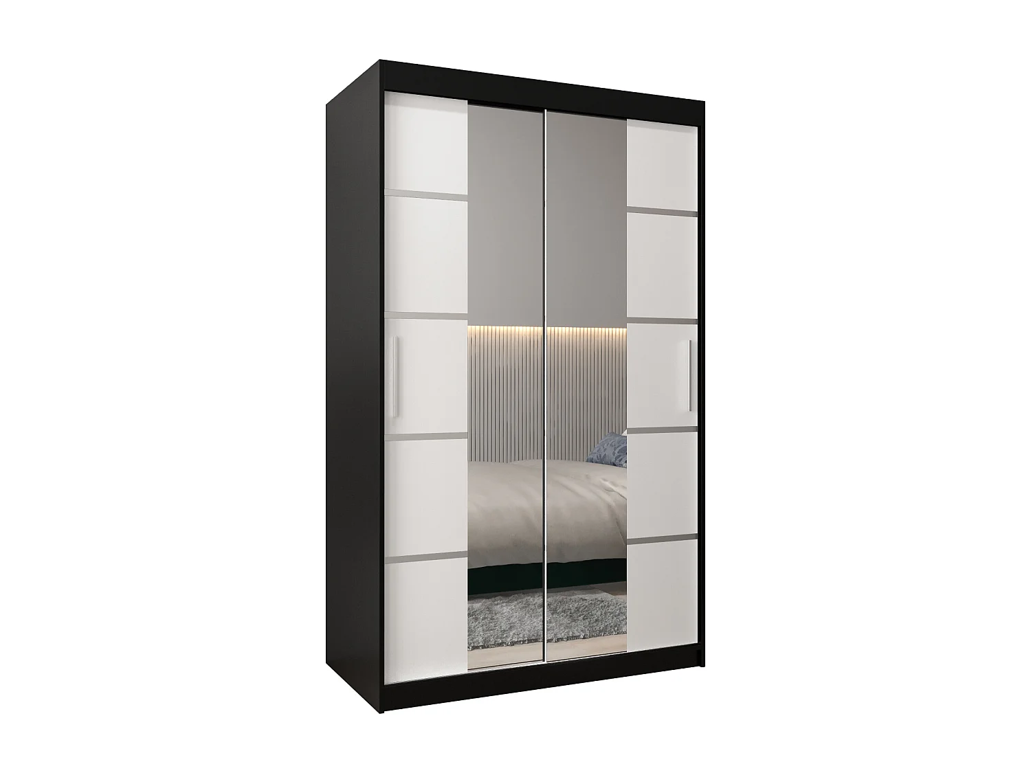 ARMOIRE VERONA 4 À PORTES COULISSANTES 200/120/62 2 Portes (Noir/Blanc)