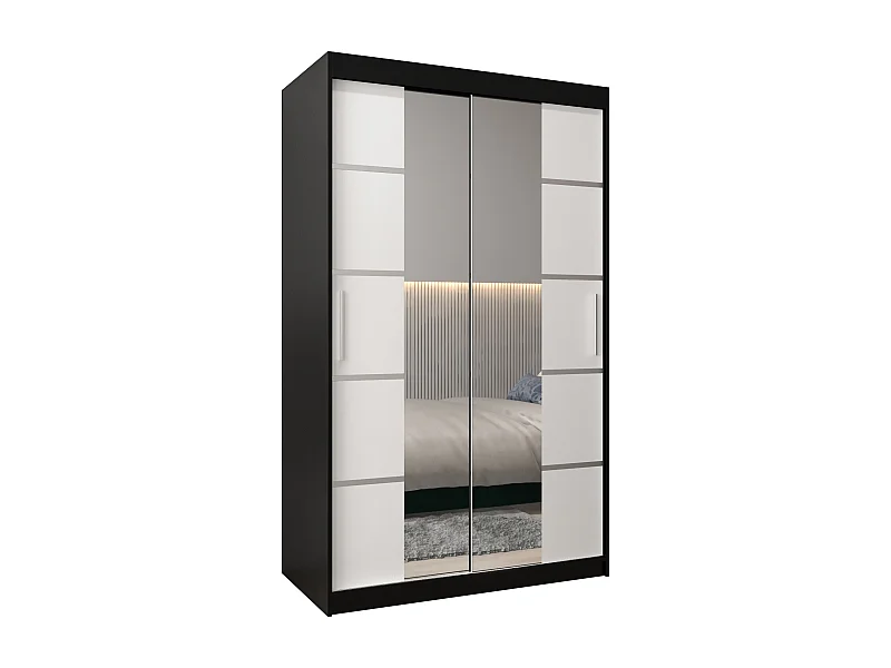 ARMOIRE VERONA 4 À PORTES COULISSANTES 200/120/62 2 Portes (Noir/Blanc)