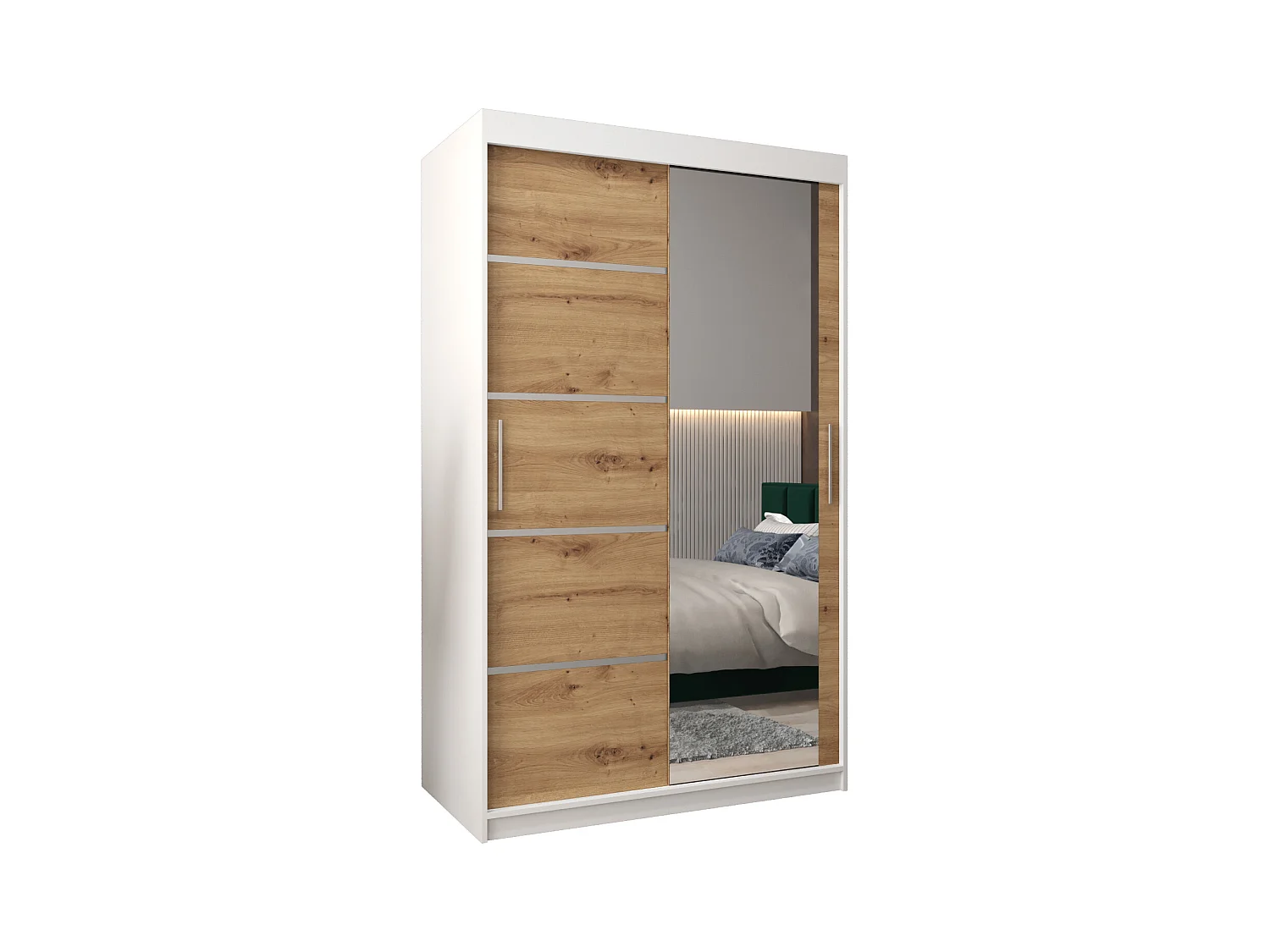 ARMOIRE VERONA 2 À PORTES COULISSANTES 200/120/62 2 Portes (Blanc/Artisan)