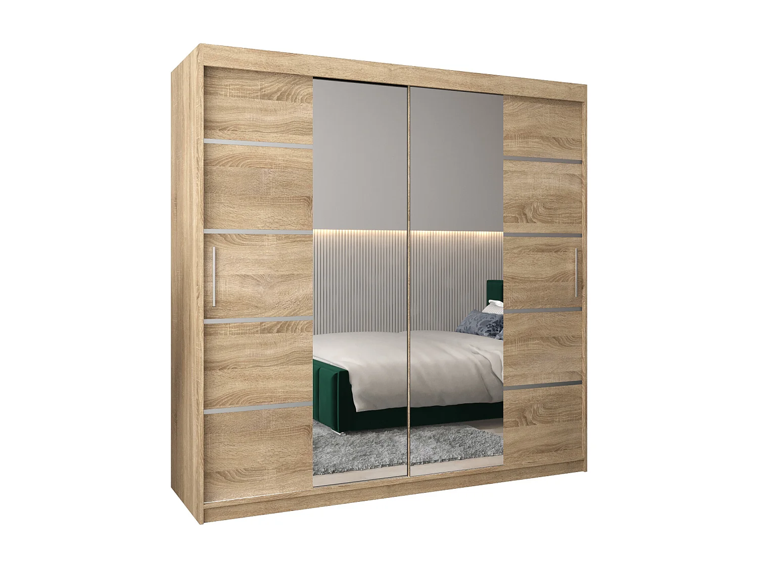 ARMOIRE VERONA 4 À PORTES COULISSANTES 200/200/62 2 Portes (Sonoma/Sonoma)