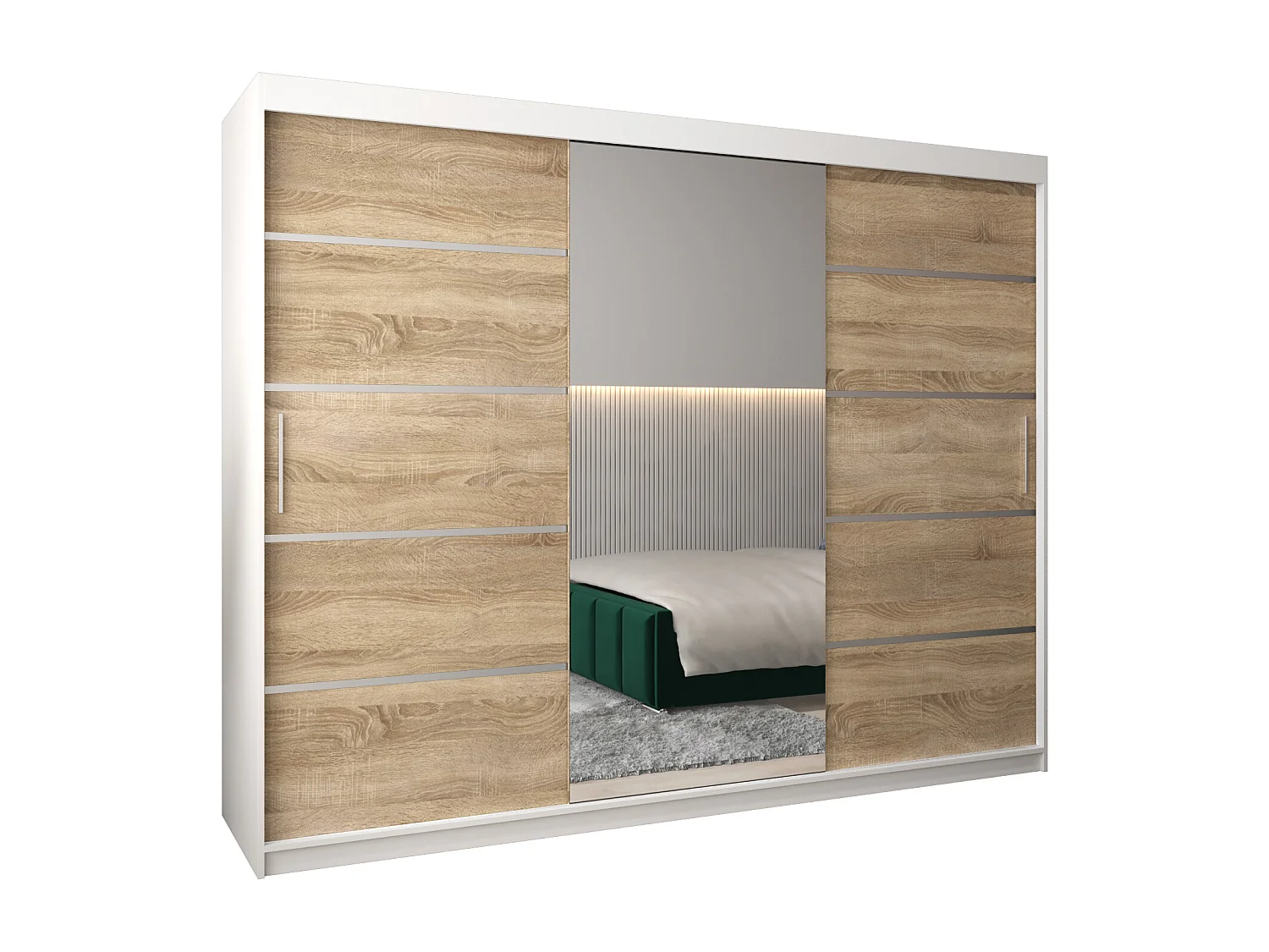 ARMOIRE VERONA 2 À PORTES COULISSANTES 200/250/62 3 Portes (Blanc/Sonoma)