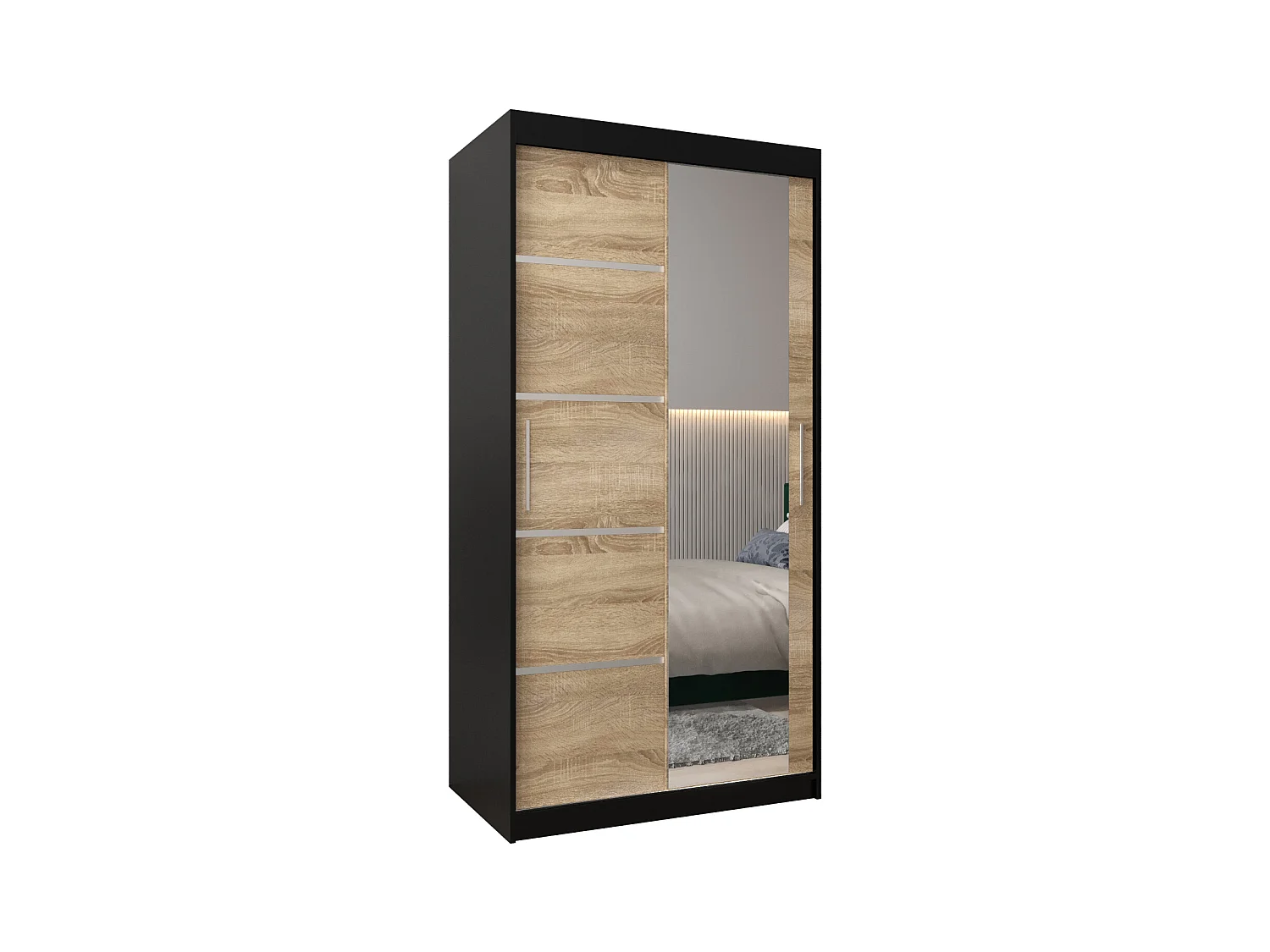ARMOIRE VERONA 2 À PORTES COULISSANTES 200/100/62 2 Portes (Noir/Sonoma)