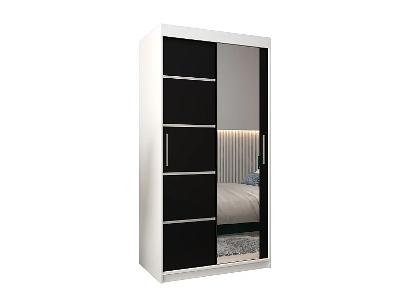 ARMOIRE VERONA 2 À PORTES COULISSANTES 200/100/62 2 Portes (Blanc/Noir)
