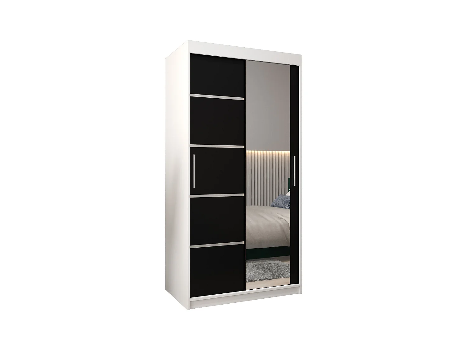 ARMOIRE VERONA 2 À PORTES COULISSANTES 200/100/62 2 Portes (Blanc/Noir)