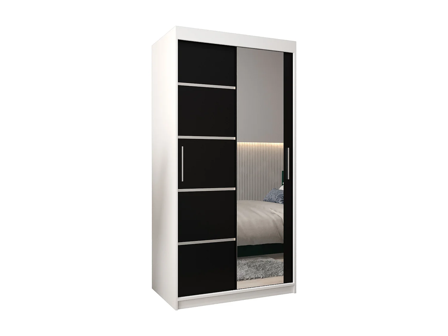 ARMOIRE VERONA 2 À PORTES COULISSANTES 200/100/62 2 Portes (Blanc/Noir)