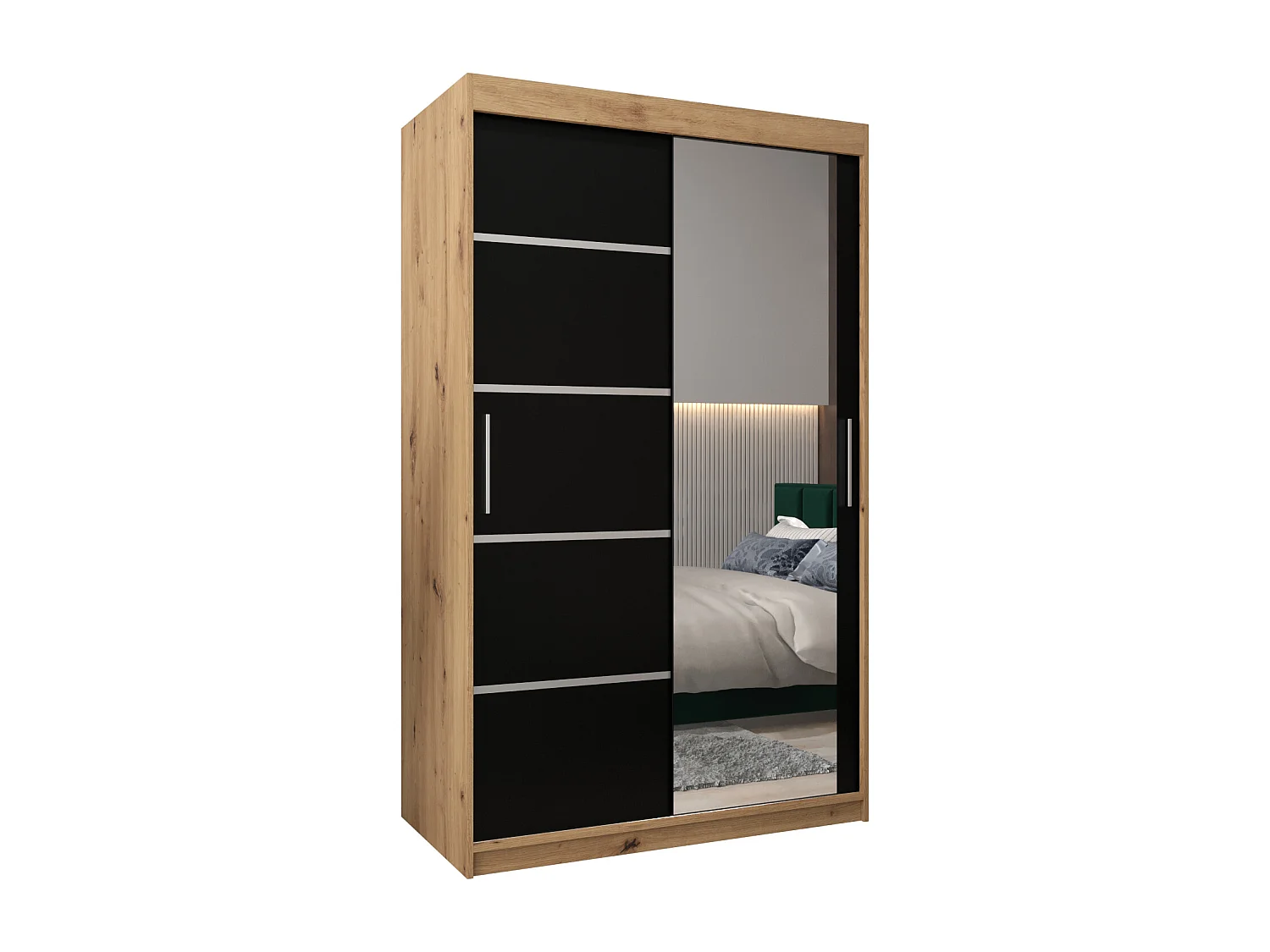 SCHWEBETÜRENSCHRANK VERONA 2 200/120/62 2-türig (Artisan/Schwarz)