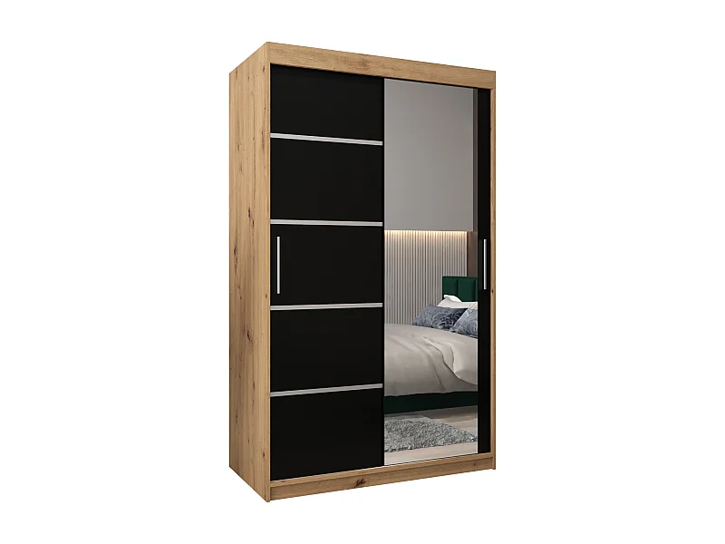 ARMOIRE VERONA 2 À PORTES COULISSANTES 200/120/62 2 Portes (Artisan/Noir)
