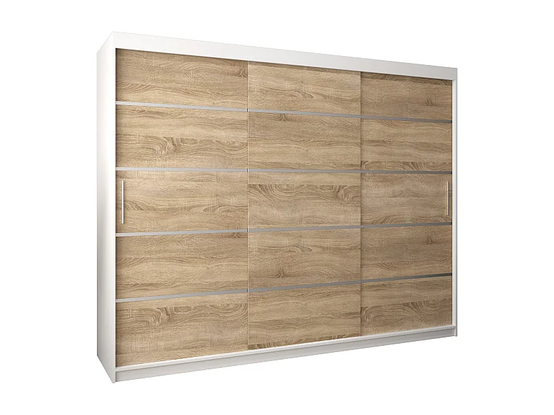 ARMADIO VERONA 1 AD ANTE SCORREVOLI 200/250/62 3 porte (Bianco/Sonoma)