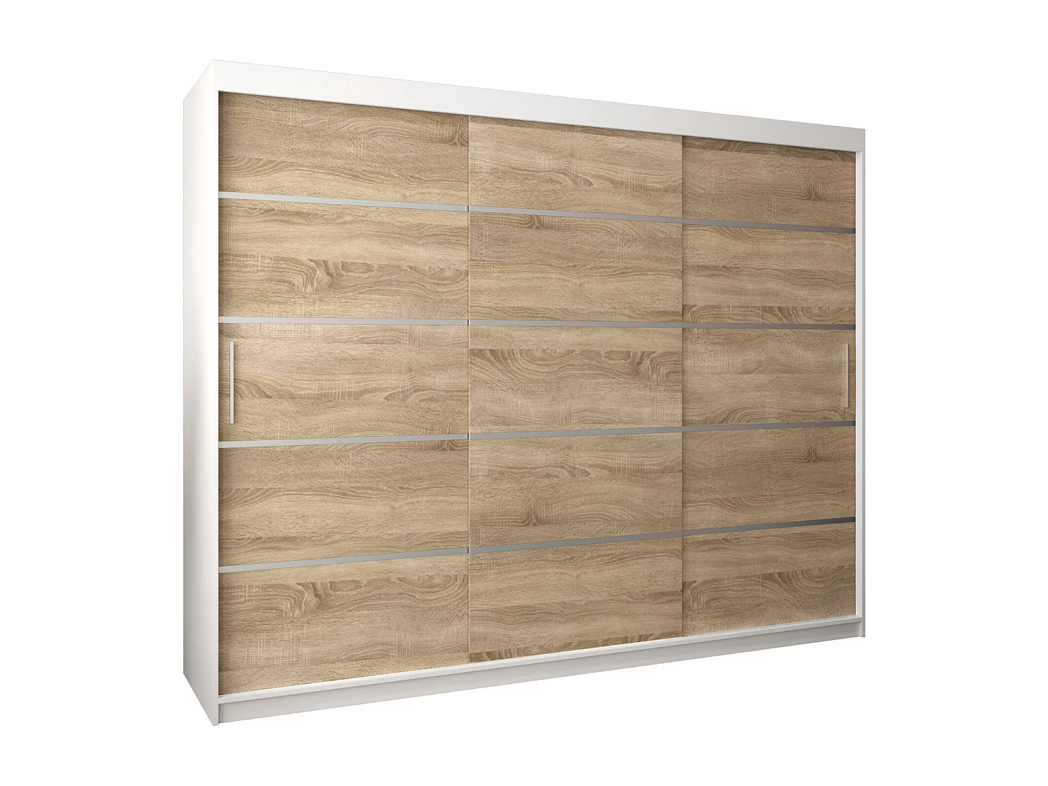 SCHWEBETÜRENSCHRANK VERONA 1 200/250/62 3-türig (Weiß/Sonoma)