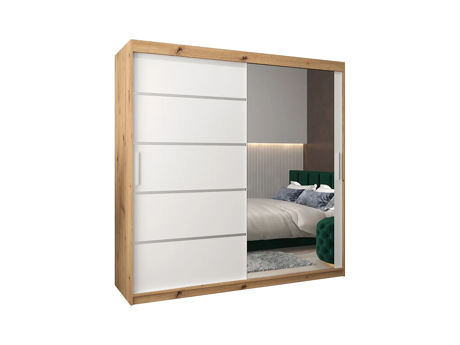 ARMOIRE VERONA 2 À PORTES COULISSANTES 200/200/62 2 Portes (Artisan/Blanc)