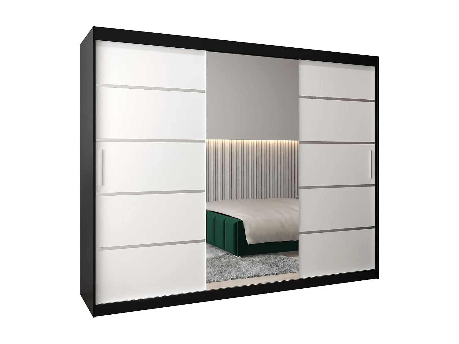 ARMOIRE VERONA 2 À PORTES COULISSANTES 200/250/62 3 Portes (Noir/Blanc)