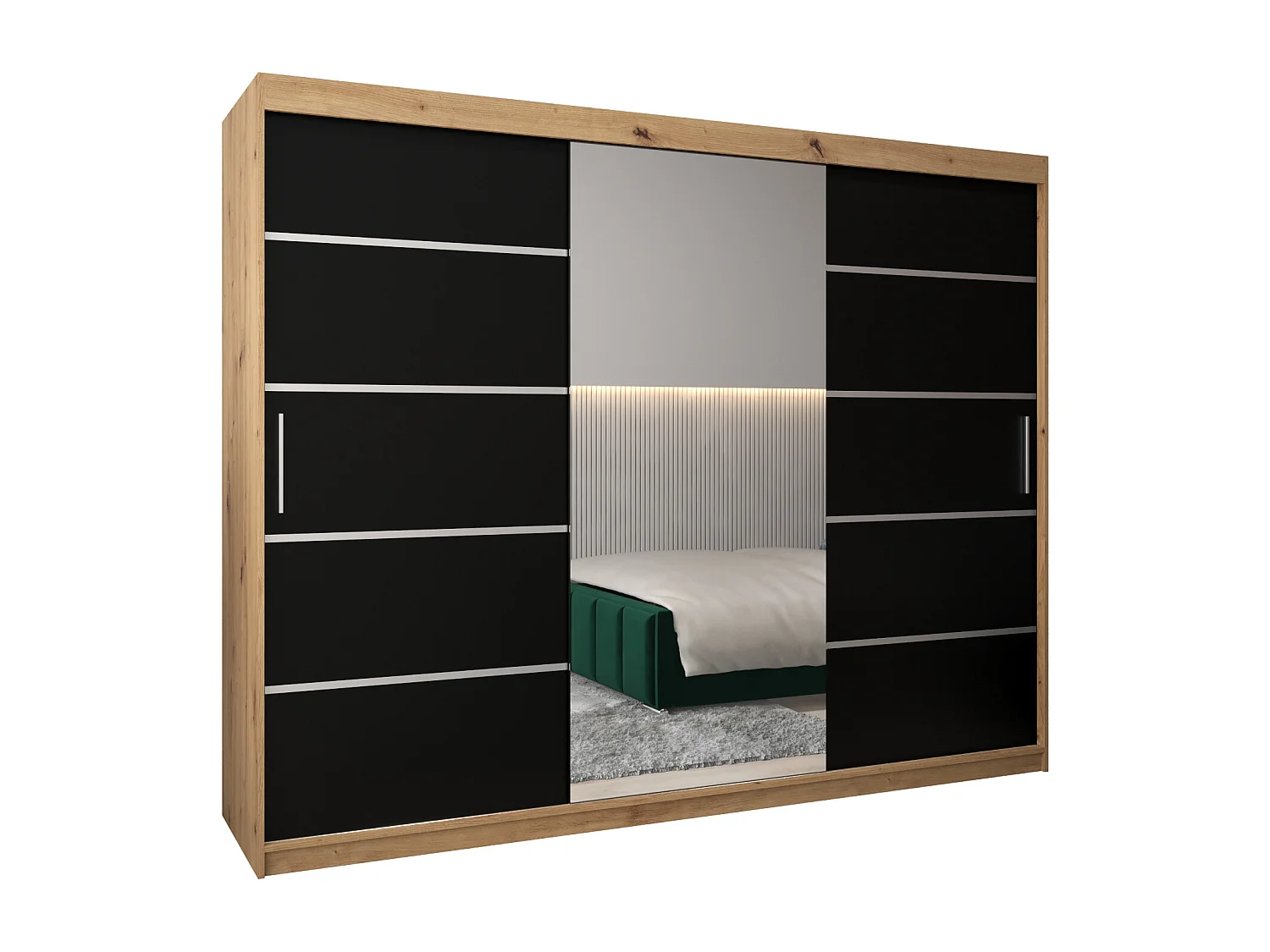 ARMARIO VERONA 2 DE PUERTAS CORREDERAS 200/250/62 3 puertas (artisan/negro)
