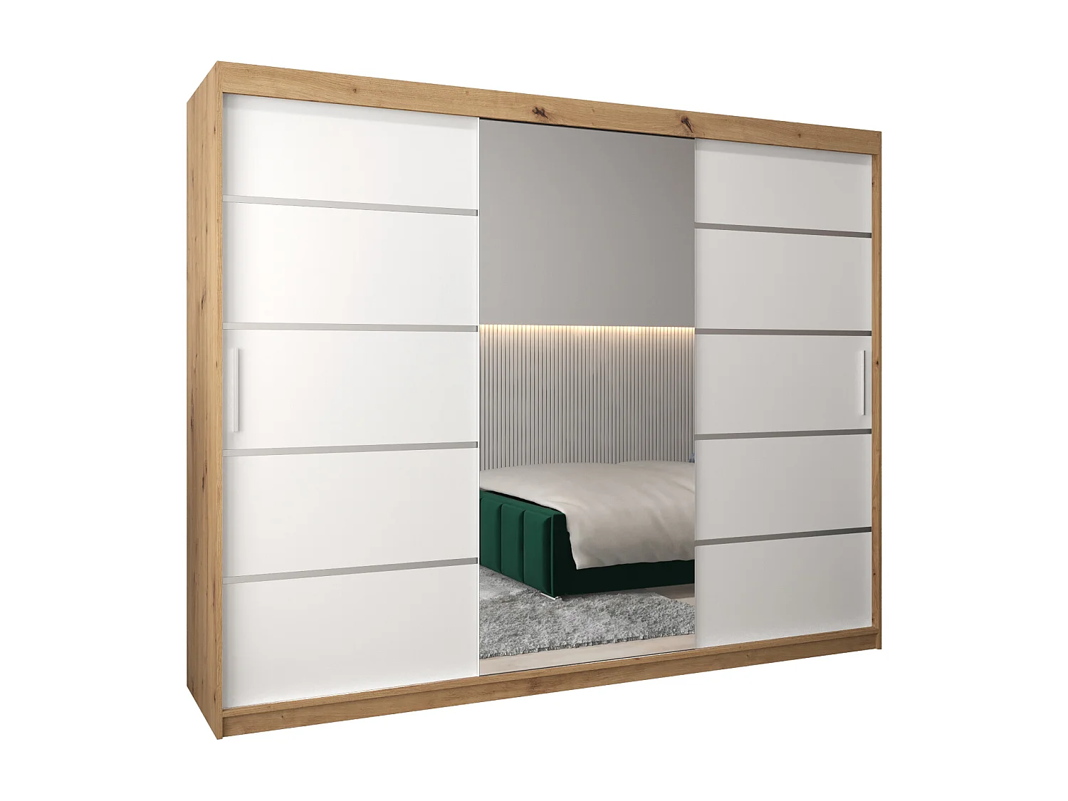 SCHWEBETÜRENSCHRANK VERONA 2 200/250/62 3-türig (Artisan/Weiß)