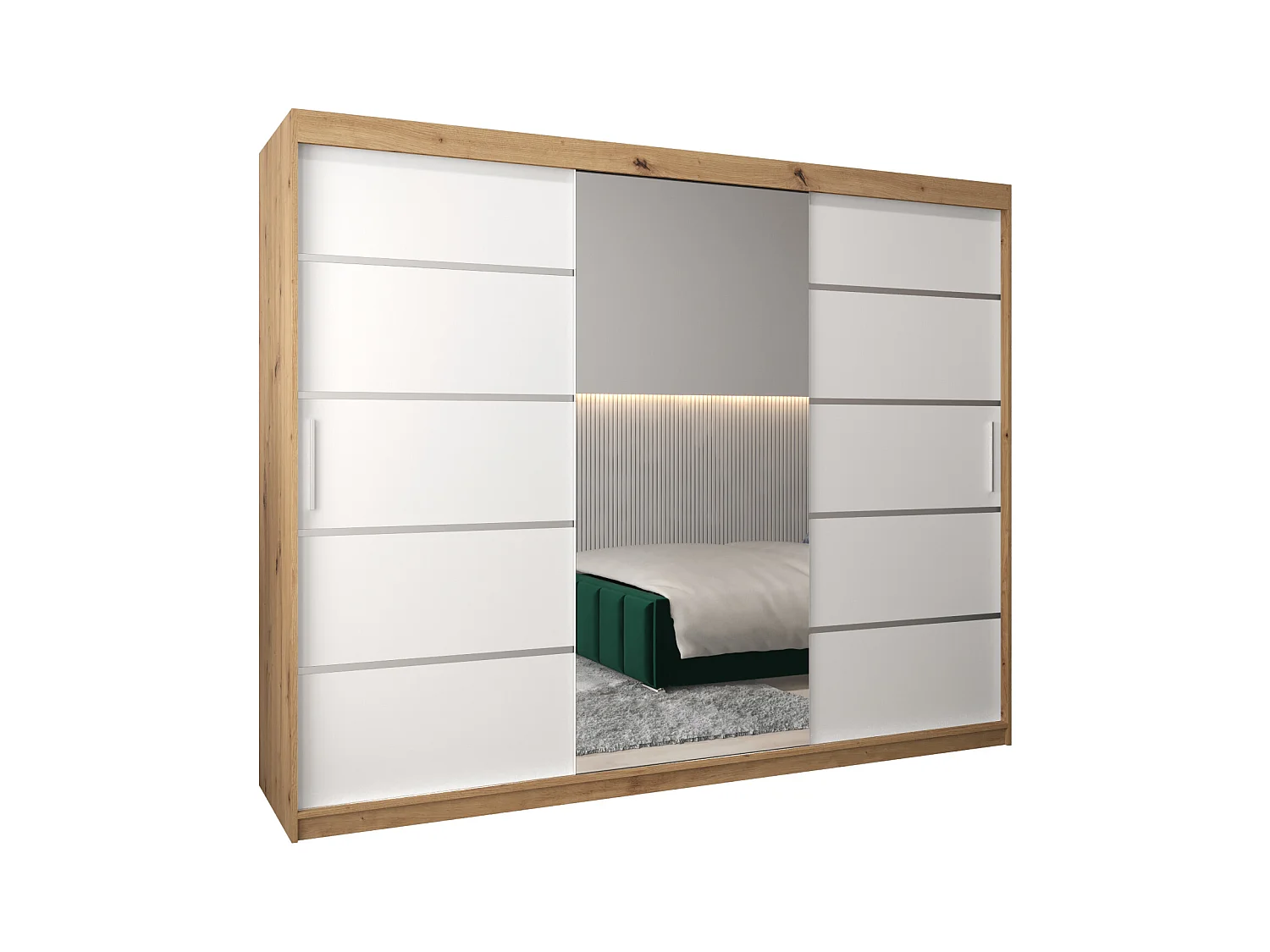 VERONA 2 KLEDINGKAST MET SCHUIFDEUREN 200/250/62 3 deuren (artisan/wit)