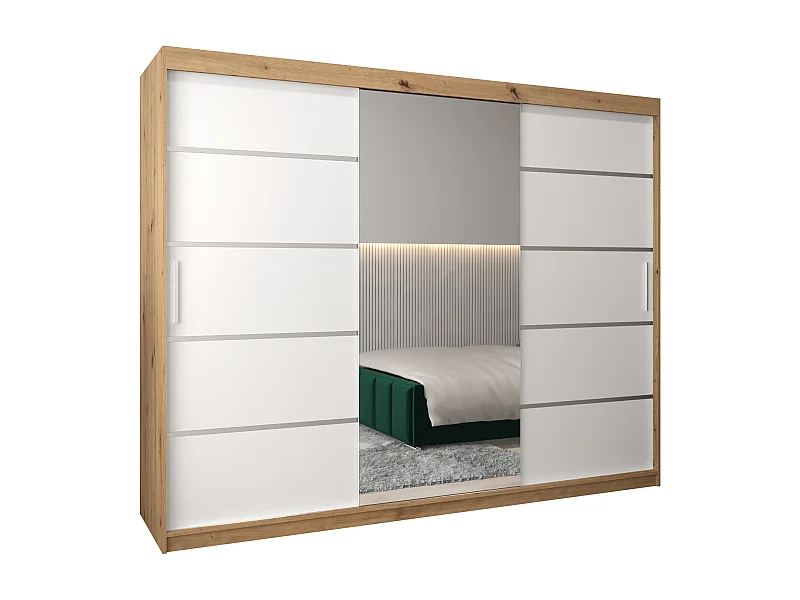 ARMOIRE VERONA 2 À PORTES COULISSANTES 200/250/62 3 Portes (Artisan/Blanc)