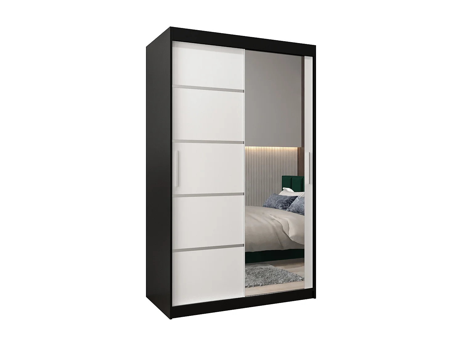ARMOIRE VERONA 2 À PORTES COULISSANTES 200/120/62 2 Portes (Noir/Blanc)