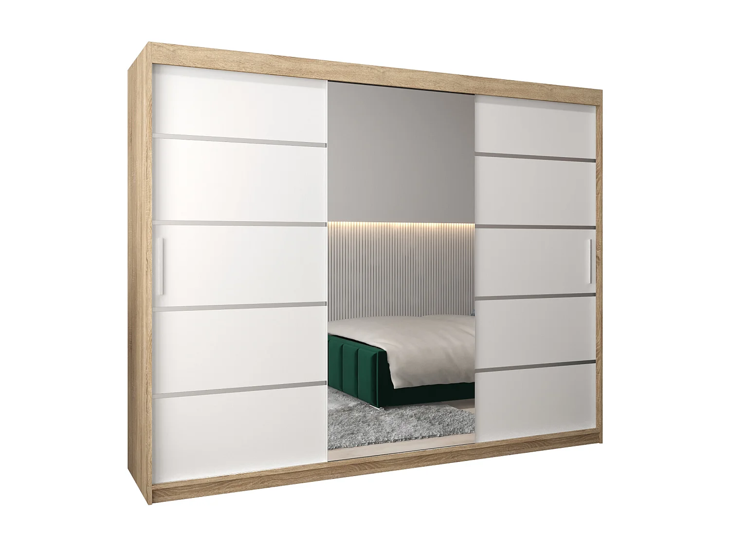 SCHWEBETÜRENSCHRANK VERONA 2 200/250/62 3-türig (Sonoma/Weiß)