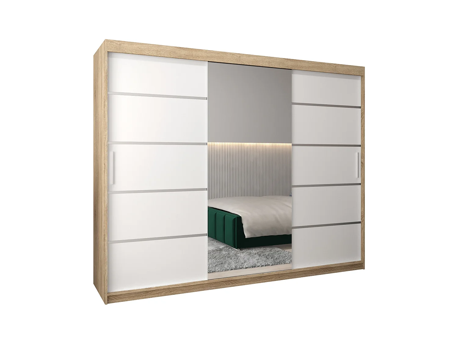 SCHWEBETÜRENSCHRANK VERONA 2 200/250/62 3-türig (Sonoma/Weiß)