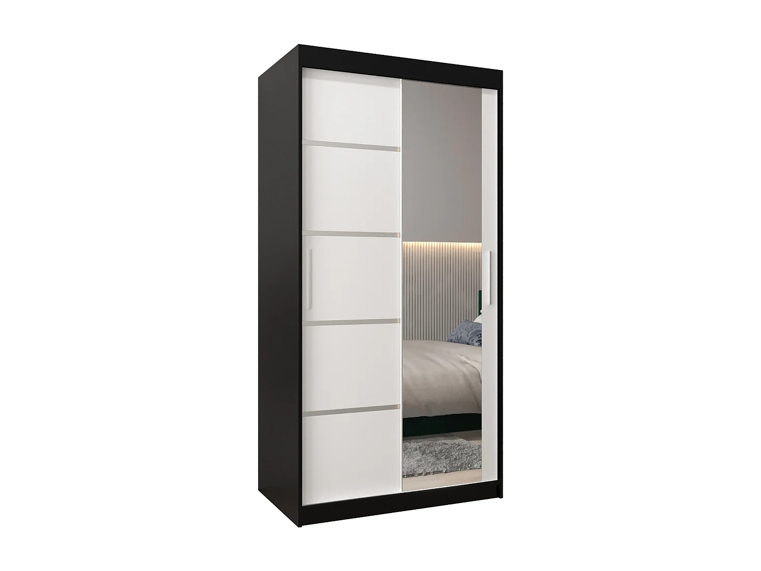 ARMOIRE VERONA 2 À PORTES COULISSANTES 200/100/62 2 Portes (Noir/Blanc)