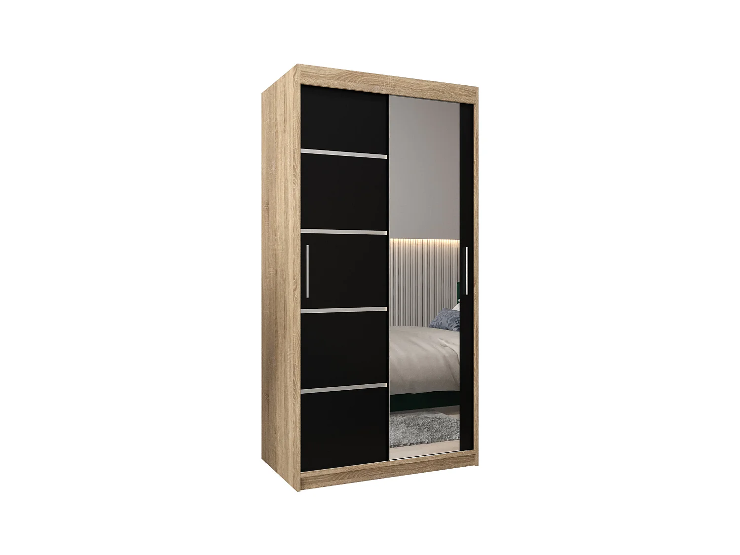 SCHWEBETÜRENSCHRANK VERONA 2 200/100/62 2-türig (Sonoma/Schwarz)