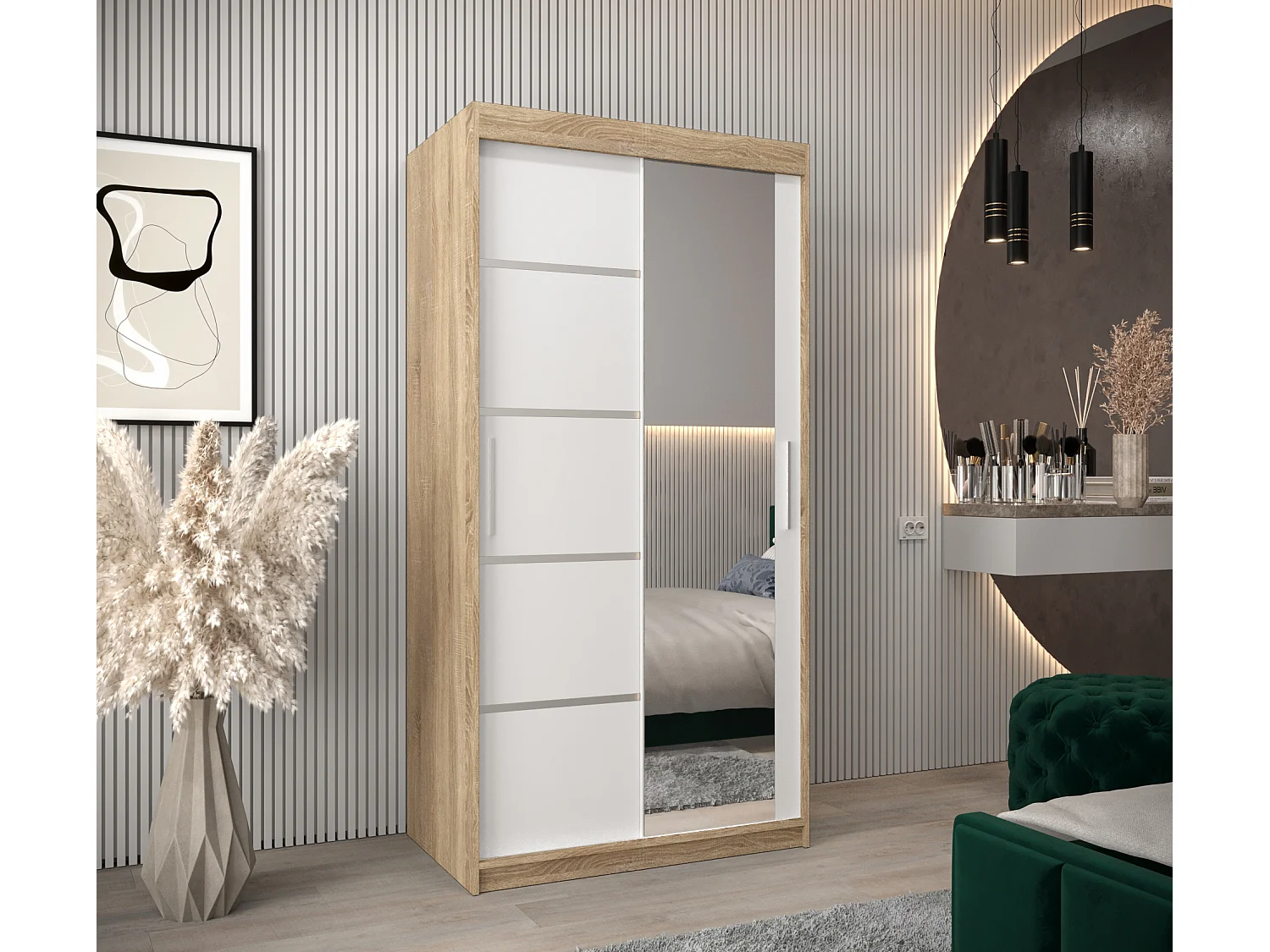 ARMOIRE VERONA 2 À PORTES COULISSANTES 200/100/62 2 Portes (Sonoma/Blanc)