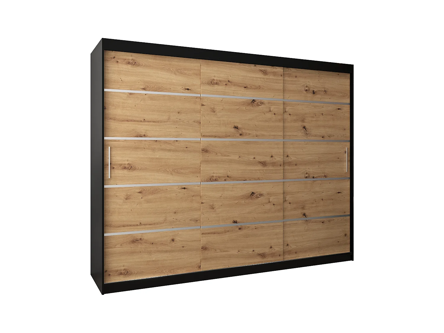 ARMOIRE VERONA 1 À PORTES COULISSANTES 200/250/62 3 Portes (Noir/Artisan)