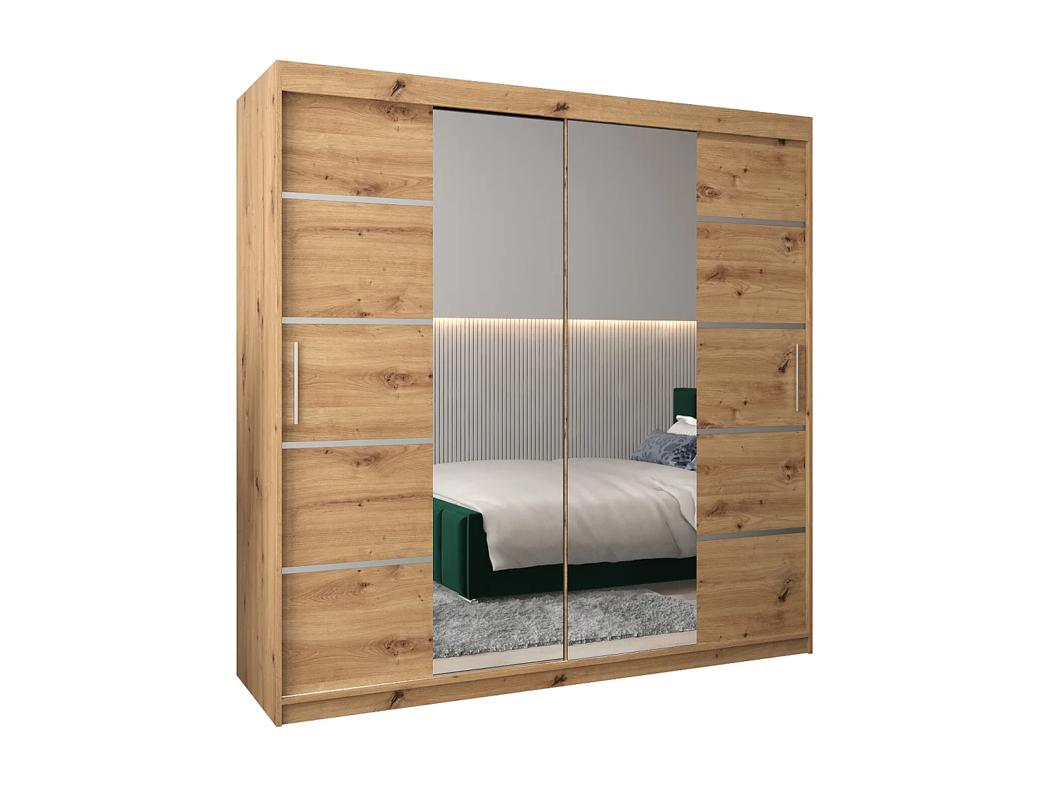 ARMOIRE VERONA 4 À PORTES COULISSANTES 200/200/62 2 Portes (Artisan/Artisan)