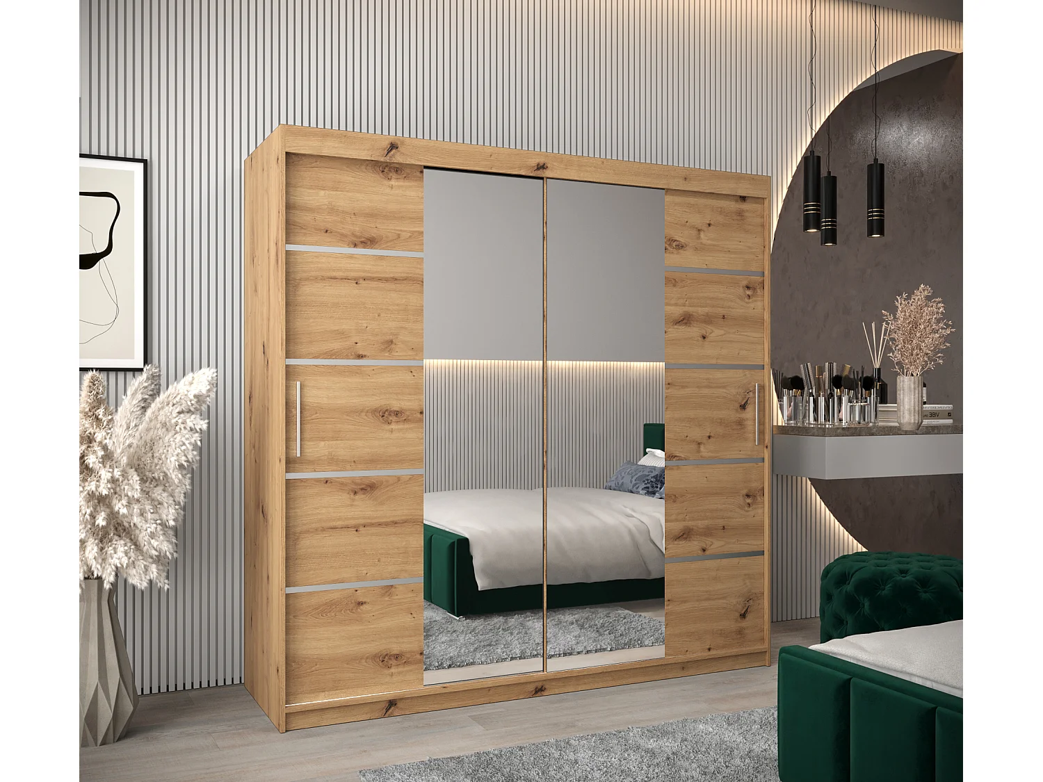 ARMOIRE VERONA 4 À PORTES COULISSANTES 200/200/62 2 Portes (Artisan/Artisan)