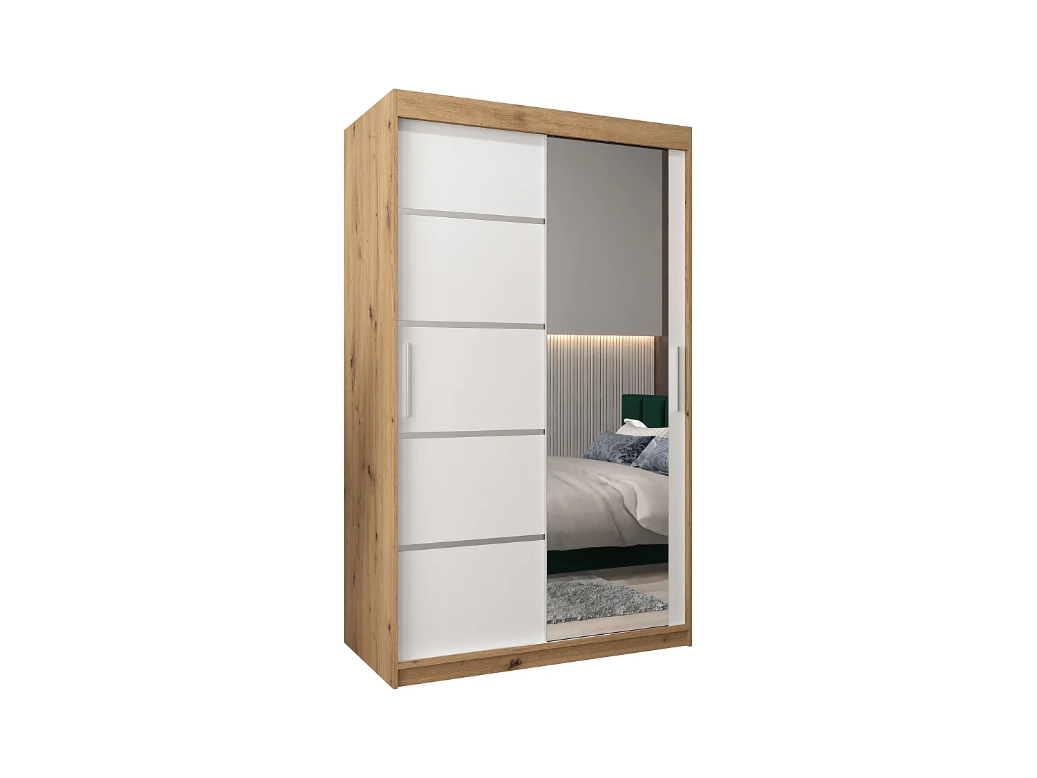 VERONA 2 KLEDINGKAST MET SCHUIFDEUREN 200/120/62 2 deuren (artisan/wit)