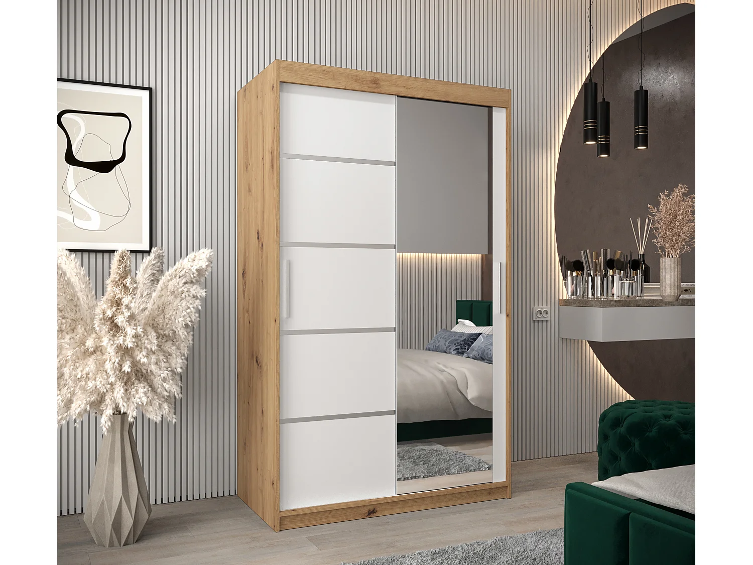 ARMOIRE VERONA 2 À PORTES COULISSANTES 200/120/62 2 Portes (Artisan/Blanc)