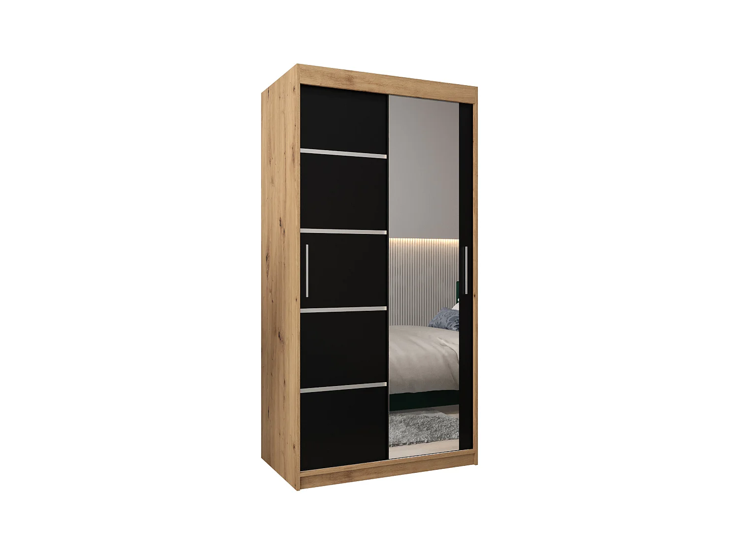 SCHWEBETÜRENSCHRANK VERONA 2 200/100/62 2-türig (Artisan/Schwarz)