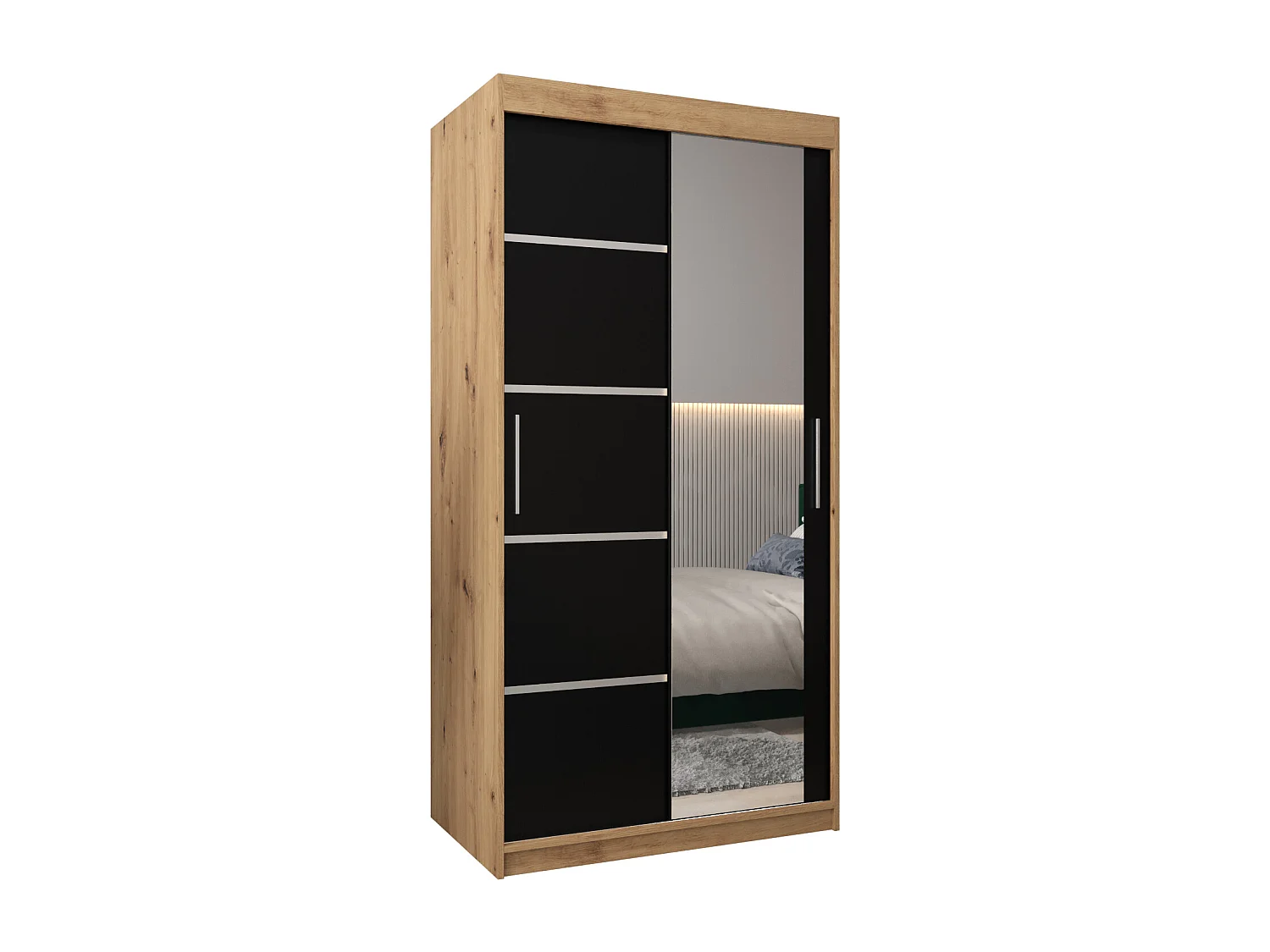 ARMOIRE VERONA 2 À PORTES COULISSANTES 200/100/62 2 Portes (Artisan/Noir)