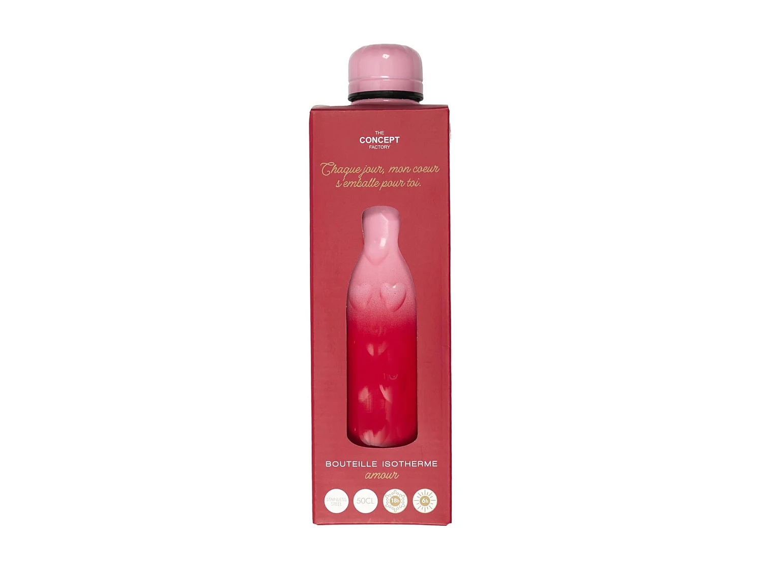 Coffret Bouteille Embossee Avec Porte Clef Rouge, Rose