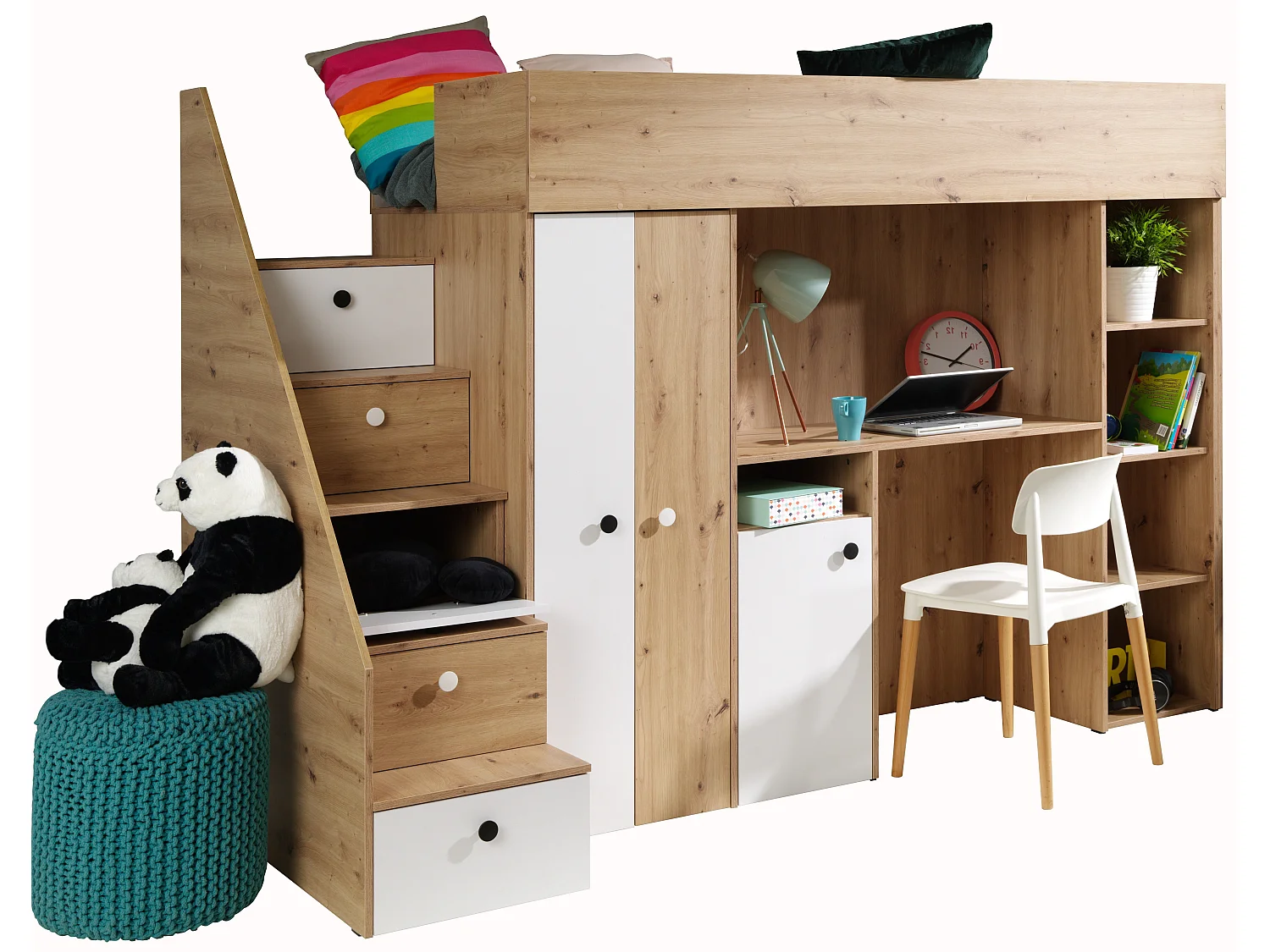 SMART 14 Etagenbett 247/165/120 (Artisan/Weiß)