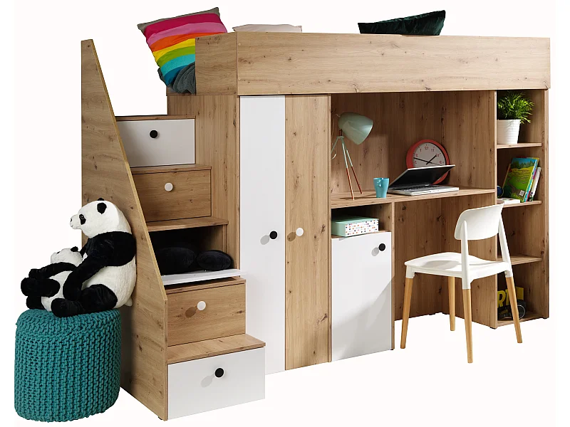 SMART 14 Lit superposé 247/165/120 (artisan/blanc)