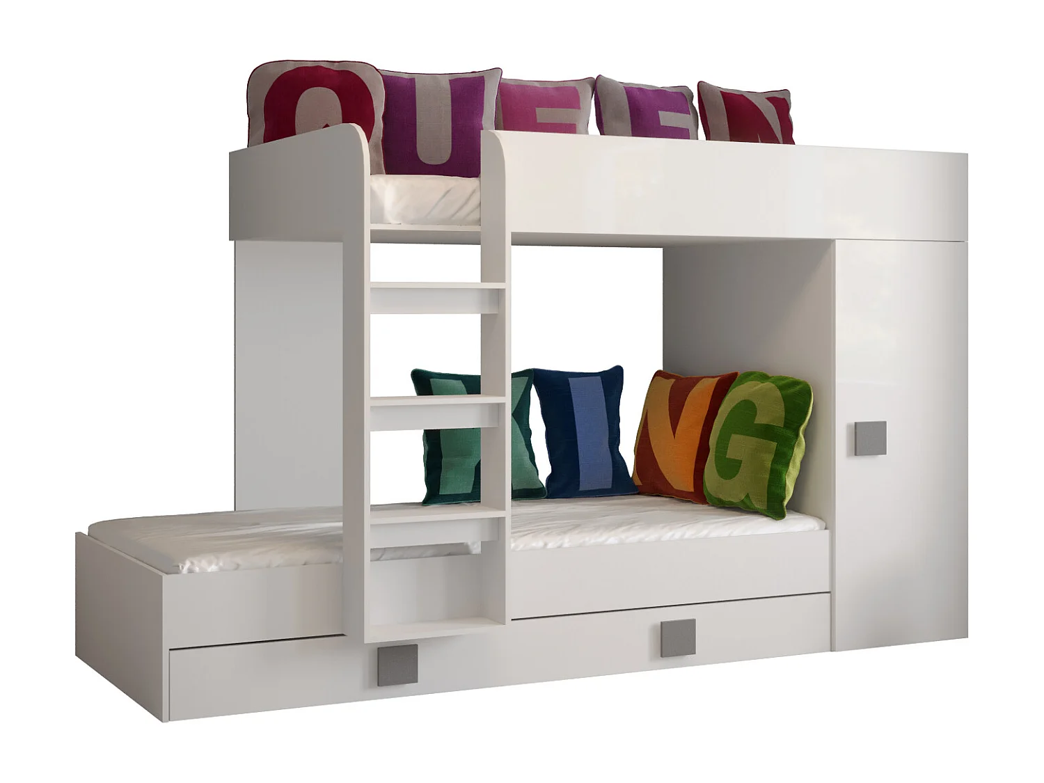 TOLEDO 2 Stapelbed 203,3/106,6/125 (wit/wit/grijs)