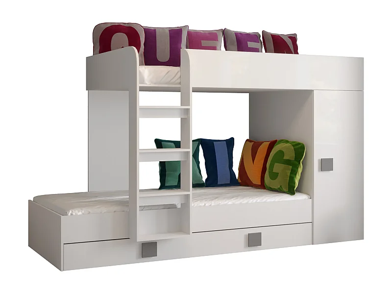 TOLEDO 2 Stapelbed 203,3/106,6/125 (wit/wit/grijs)