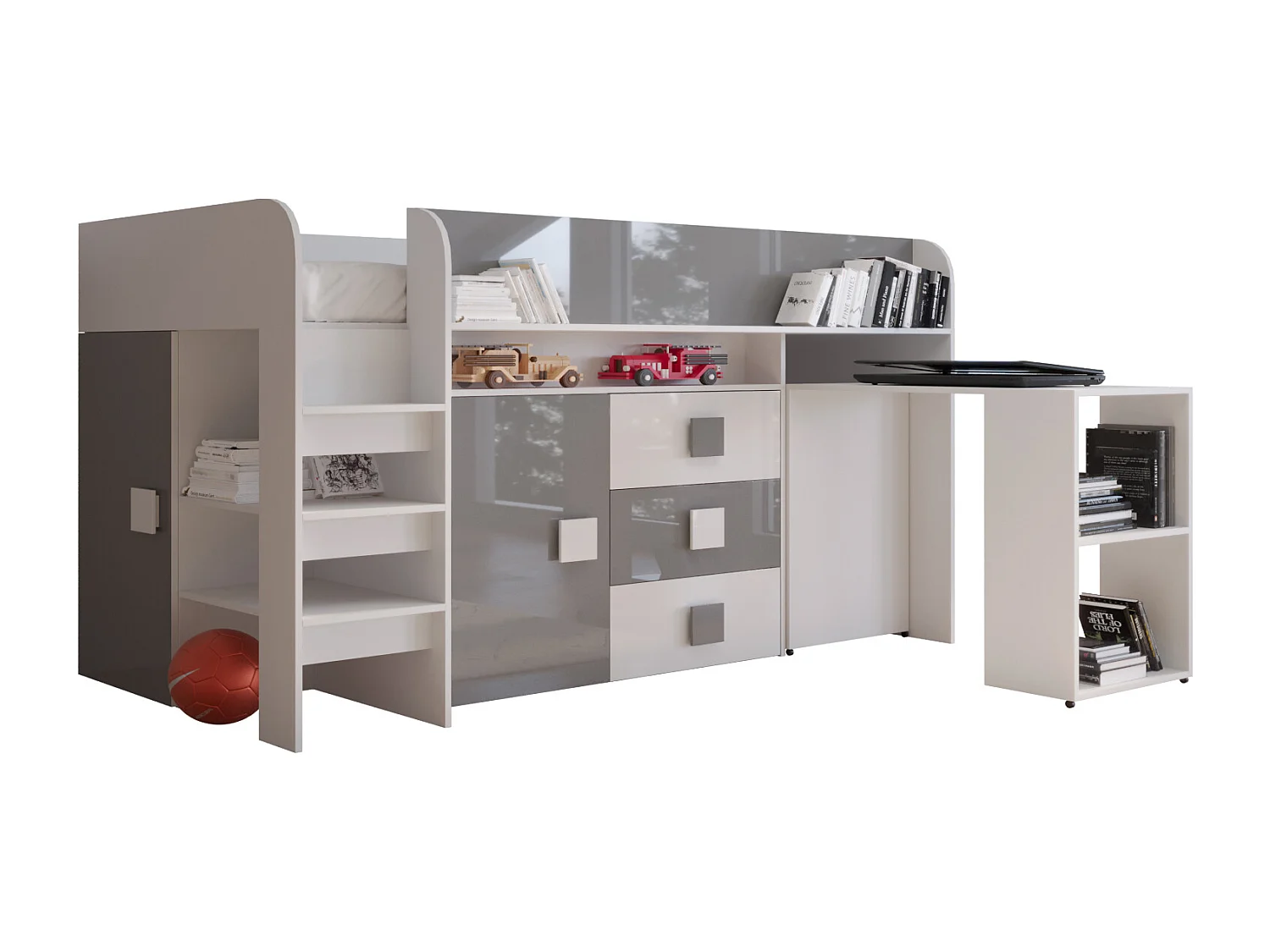 TOLEDO 1 Stapelbed 203,3/106,6/125 (wit/grijs)