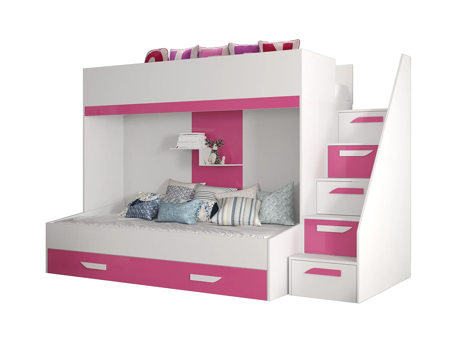 Stapelbed PARTY 16 247/165/135 (wit/roze)