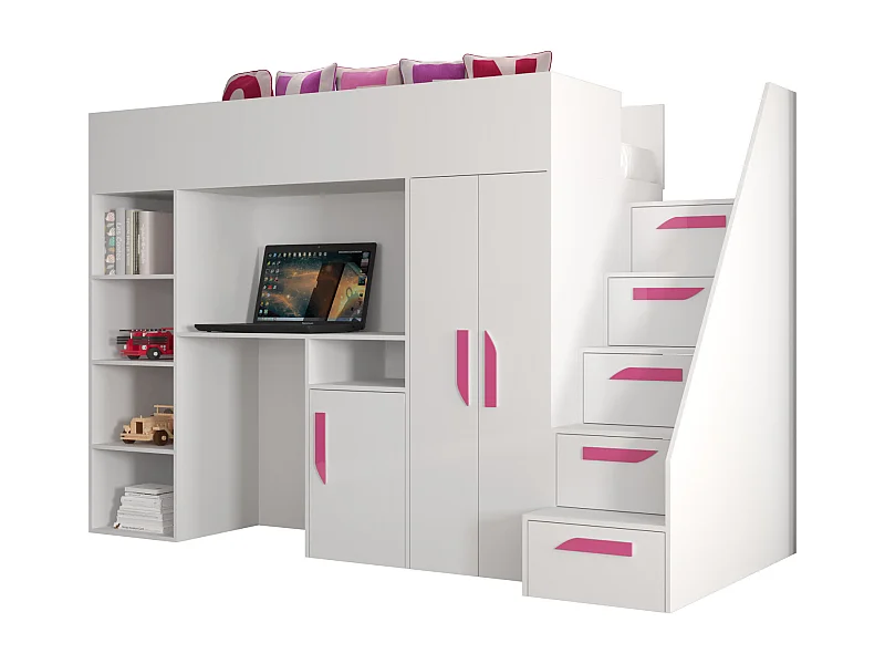 PARTY 14 Lit superposé 247/165/120 (blanc/blanc/rose)