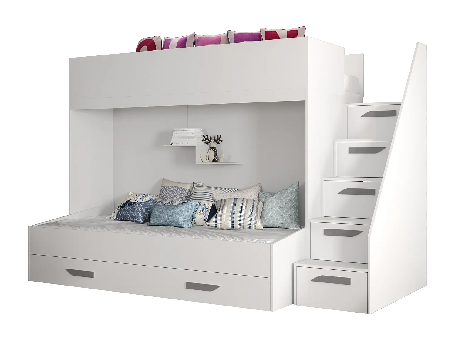 PARTY 16 Letto a castello 247/165/135 (bianco/bianco/grigio)