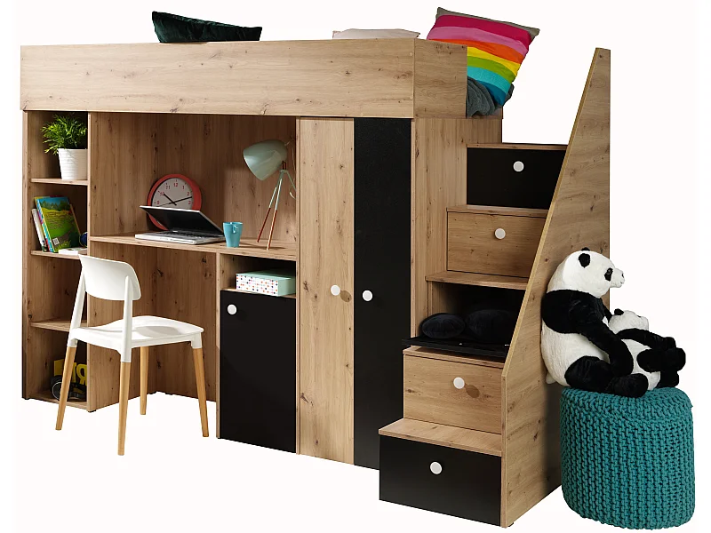 Stapelbed SMART 14 247/165/120 (Ambachtsman/Zwart)