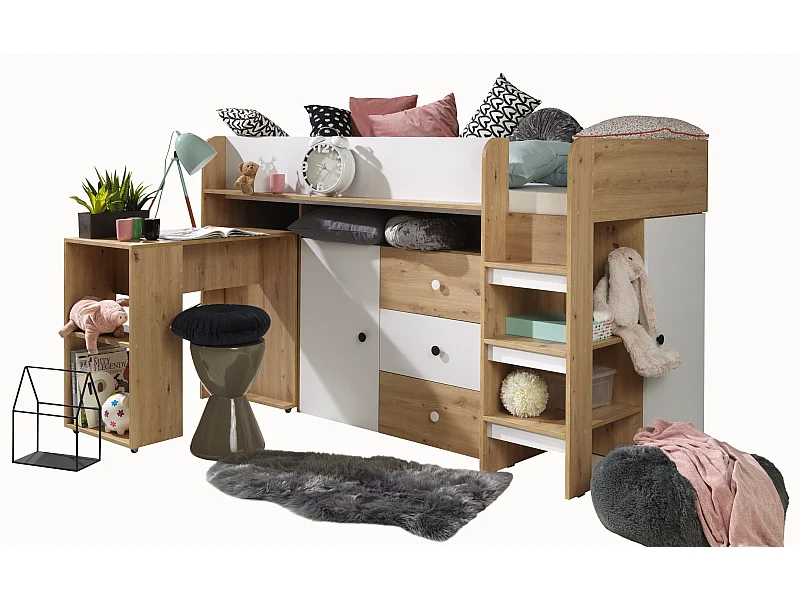 SMART 1 Etagenbett 203,3/125/106,6 (Artisan/Weiß)