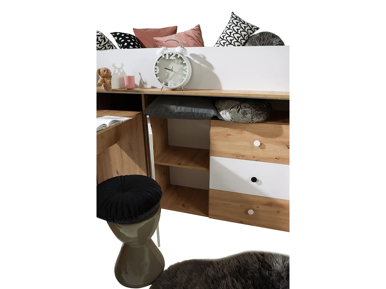 Stapelbed SMART 1 203.3/125/106.6 (Ambachtelijk/Wit)